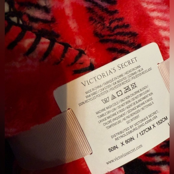 Victoria's Secret Red Plaid Blanket - Picture 3 of 3